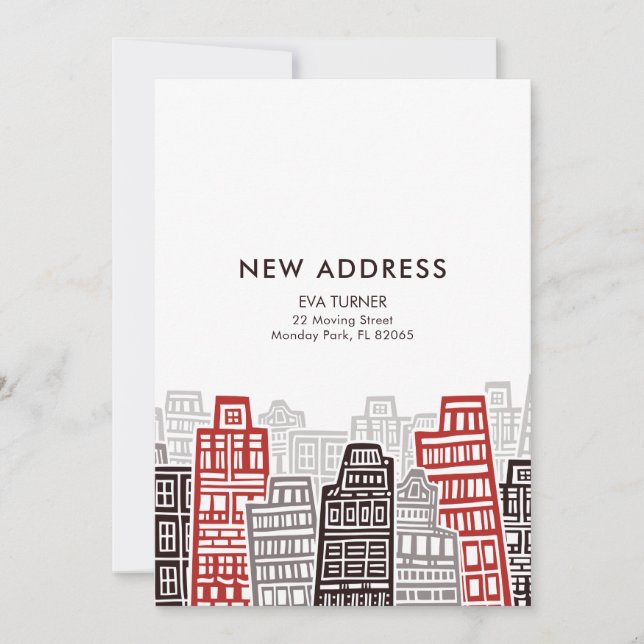 Novo cartão de endereço para edifícios retro verme (Frente)