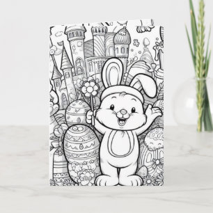 Novo cartão de Páscoa feliz para colorir