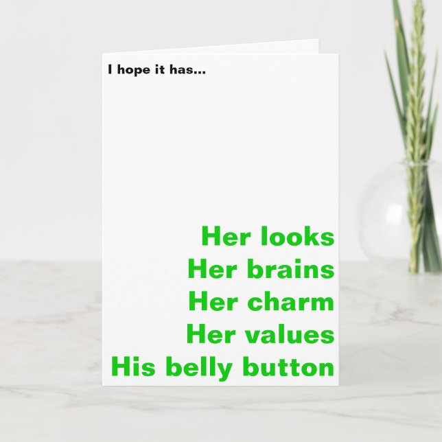 Novo Cartão Engraçado para Bebês - Menino ou Menin (Frente)