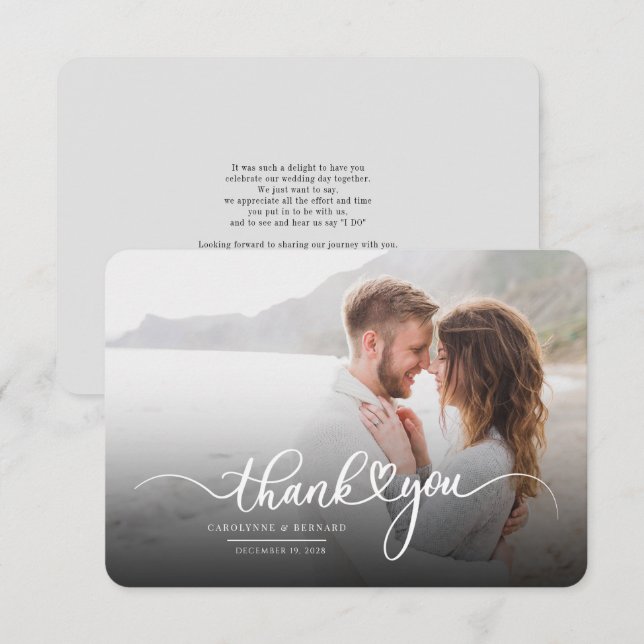 Novo Cartões de agradecimentos de fotos do Casal m (Frente/Verso)