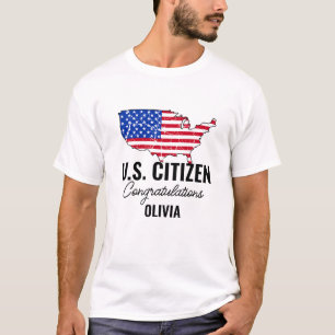 Novo Cidadão Americano Orgulhoso – Camiseta Mapa A