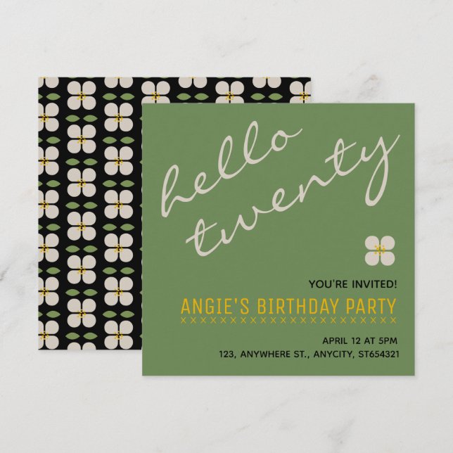 Novo Convite de Aniversário | Cartão Personalizado (Frente/Verso)