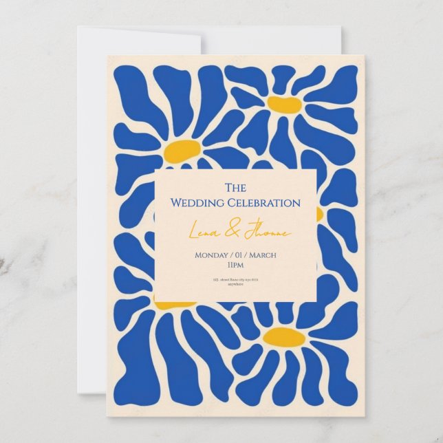 novo convite de casamento abstrato botânico para j (Frente)