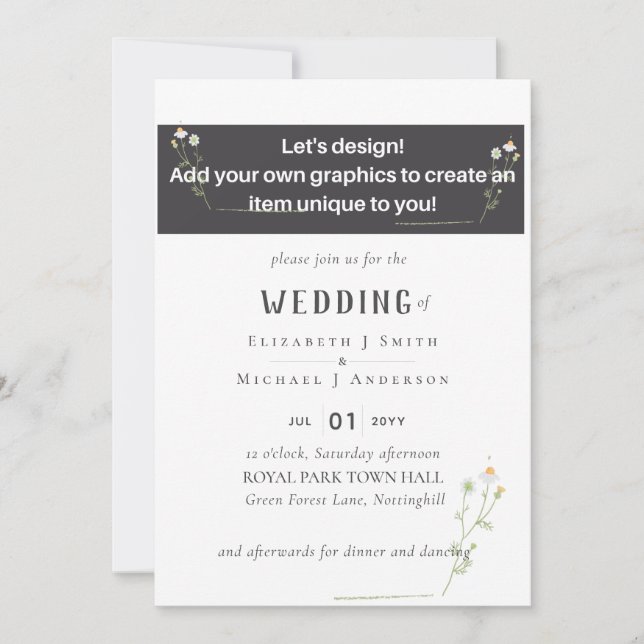 NOVO! CONVITE DE CASAMENTO PRÓPRIO design - 5x7 de (Frente)