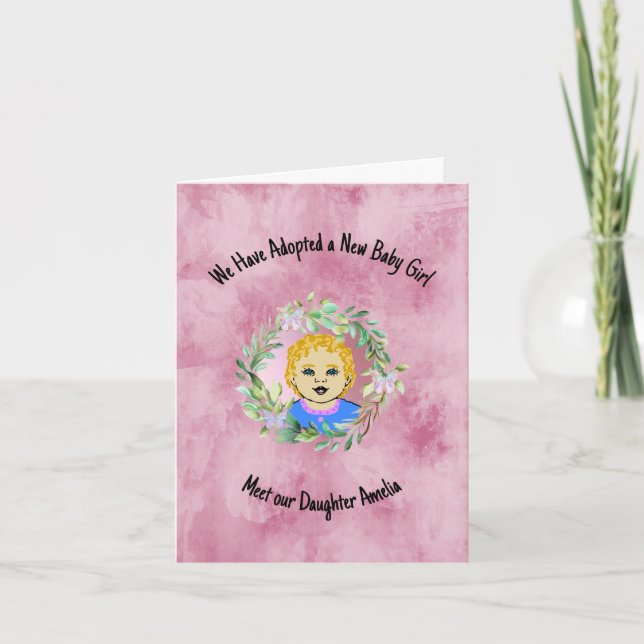 Novo Convite de festas de Adoção de Menina (Frente)