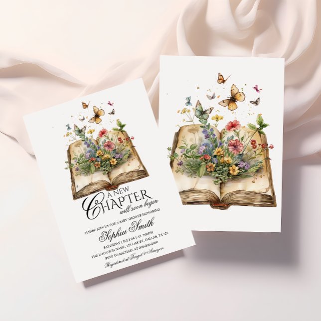 Novo Convite para Chá de fraldas de Tema do Livro  (Criador carregado)