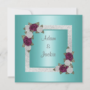 Novo convite para prata floral verde de casamento