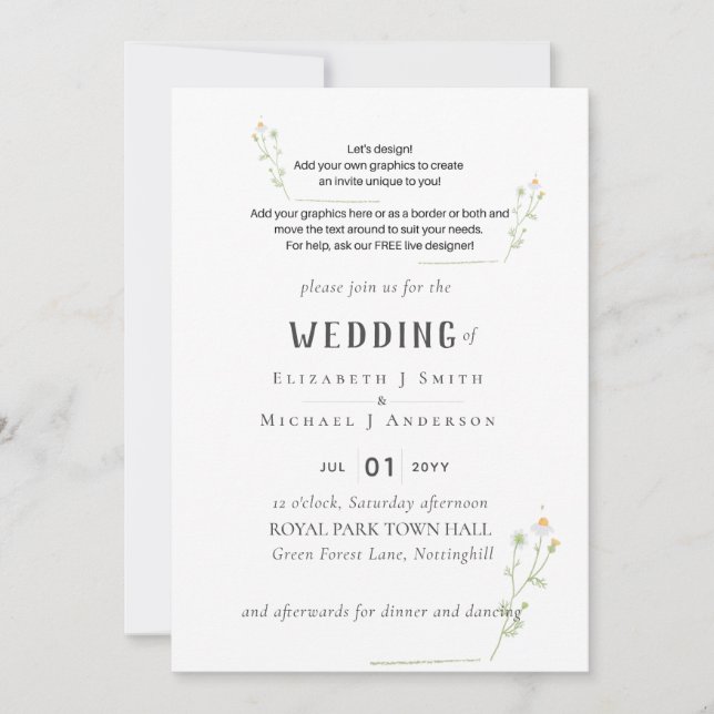 NOVO! CRIE SEU PRÓPRIO CONVITE DE CASAMENTO - 5x7  (Frente)