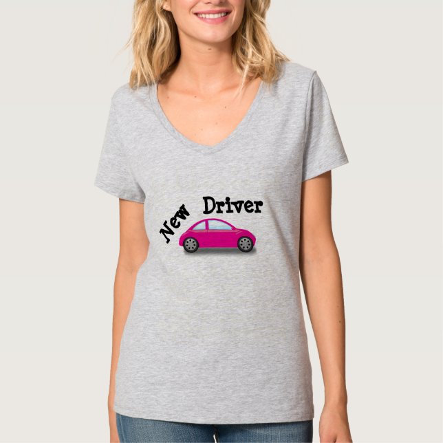 Novo driver - Camisa do carro cor-de-rosa (Frente)