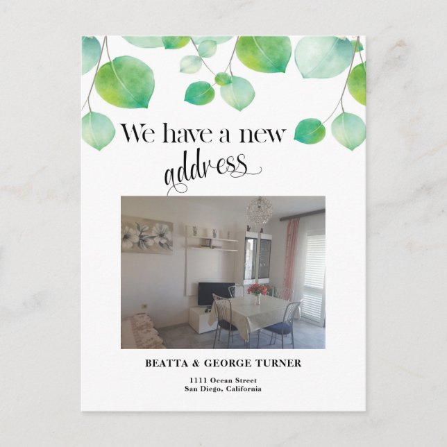 Novo endereço residencial da foto, cartão postal d (Frente)