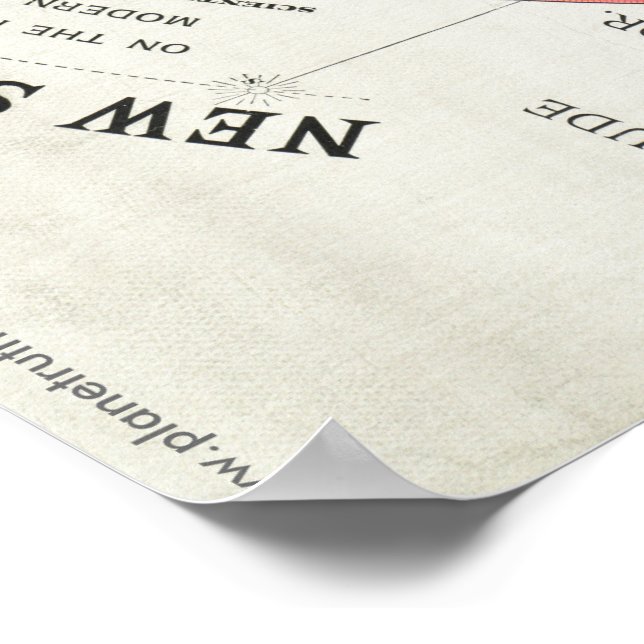 NOVO MAPA PADRÃO DO MUNDO Poster (Borda)