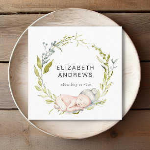 Novo Nascer-Eucalyptus-Wreath, cartão de visita mo