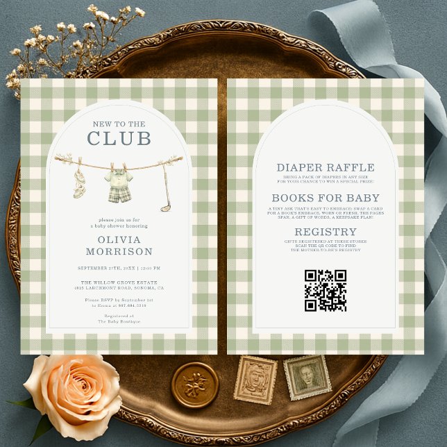 Novo no Clube Convite de Chuvinha de Bebê de Golfe (Criador carregado)