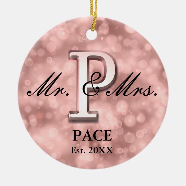 Novo ornamento de cerâmica personalizado, Dourado, (Frente)