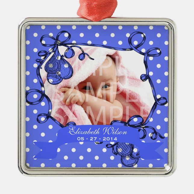 Novo ornamento de fotos de bebê nascer (Frente)