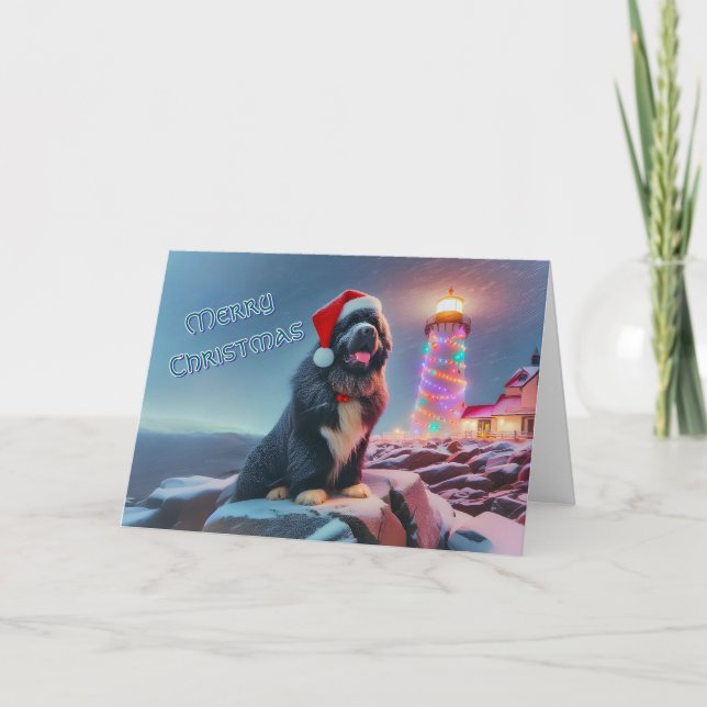 Novo pelo farol decorado para o cartão de Natal (Frente)