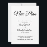 Novo Plano Elegante de Anúncio de Casamento Adiado<br><div class="desc">Aqui está um simples cartão para notificar seus convidados se for necessário mudar sua data de casamento. Use os campos de modelo para adicionar seus detalhes pessoais e tornar este design elegante e minimalista seu próprio. O fundo branco pode ser alterado para qualquer cor que você preferir. Todas as fontes...</div>