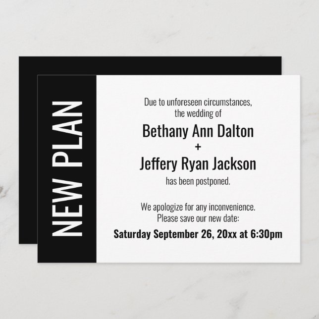 Novo Plano Negativo, Anúncio de Casamento Adiado (Frente/Verso)