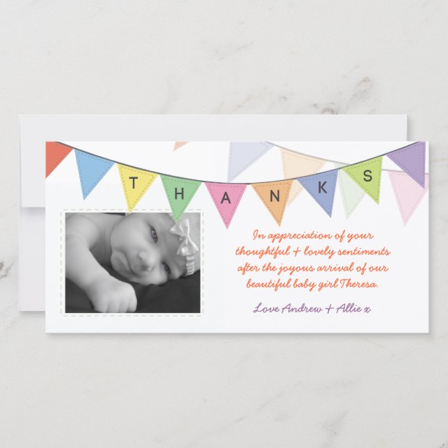 Novo presente para bebê Obrigado Cartões de fotos  (Frente)