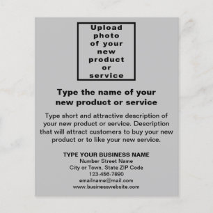 Novo Produto ou Serviço Comercial no Folheto Cinza