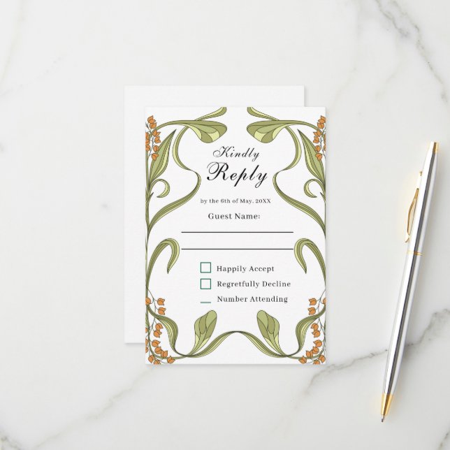 Novo RSVP de Casamento Flores (Frente/Verso In Situ)