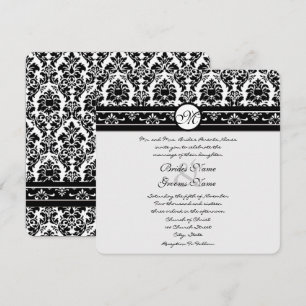 Novos Tamanhos Black Damask Swirls Convite Para Ca