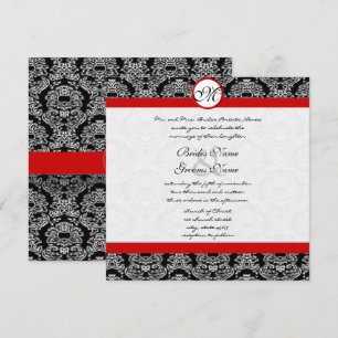 Novos Tamanhos Black Damask Swirls Convite Para Ca