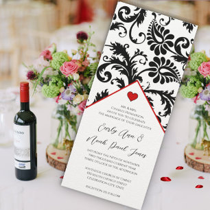 Novos Tamanhos Black Damask Swirls Convite Para Ca