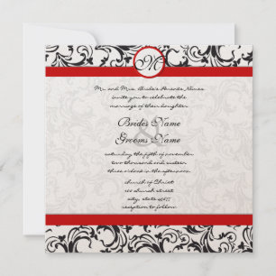 Novos Tamanhos Black Damask Swirls Convite Para Ca