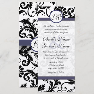 Novos Tamanhos Damask Swirls Convite Para Casament