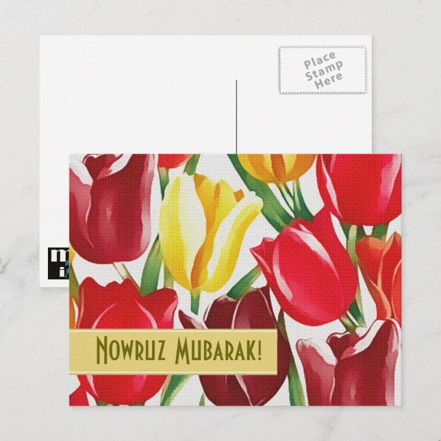 Nowruz Mubarak. Cartões de Ano Novo Persa (Frente/Verso)