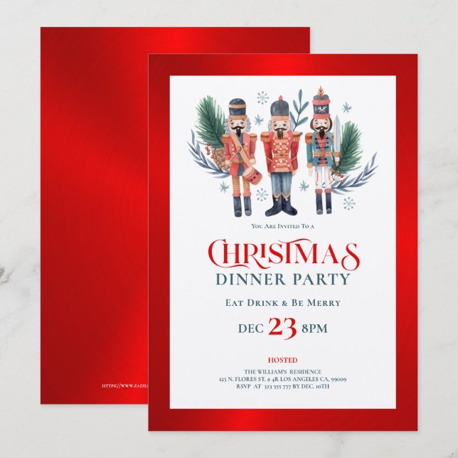 Nozes de Natal jantam convite de festas (Frente/Verso)