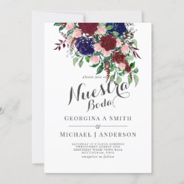 Nuestra Boda - Burgundy - Convite de casamento Esp