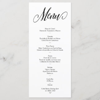 NUESTRA BODA Cartão de Menu Espanhol Editável