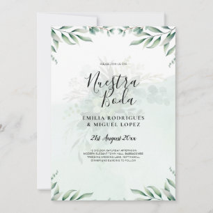 NUESTRA BODA Greenery Convite para WEDDING espanho