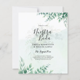 NUESTRA BODA Greenery Convite para WEDDING espanho