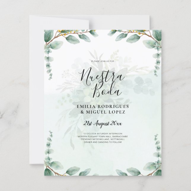 Nuestra Boda Greenery Convocações para Casamento D (Frente)