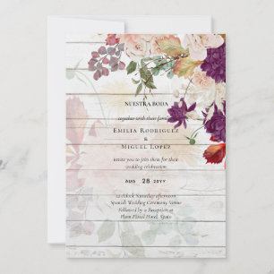NUESTRA BODA Plum Fall Floral Casamento Espanhol