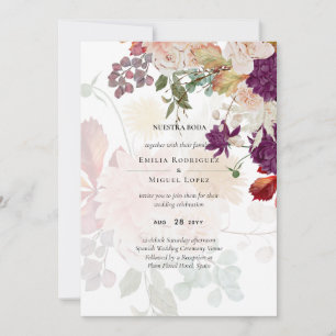 NUESTRA BODA Plum Fall Floral Casamento espanhol
