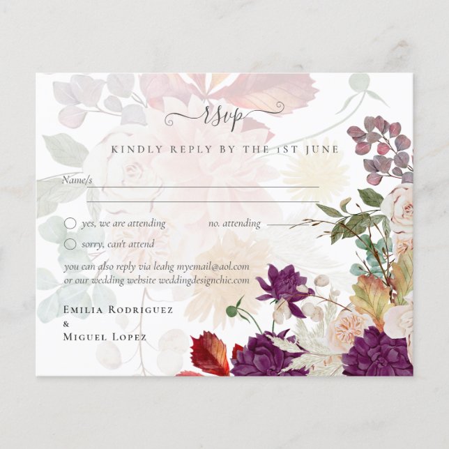 NUESTRA BODA Plum Fall Floral Casamento espanhol (Frente)
