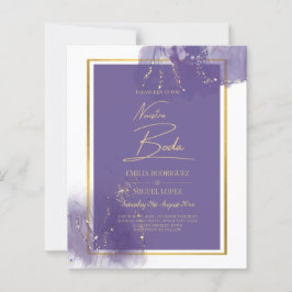 NUESTRA BODA PURPLE DOURADO INVITE Lavanda DE Casa