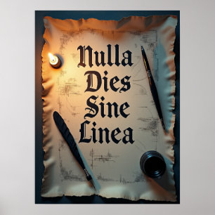 Nulla Dies Sine Linea Dark Academia Poster