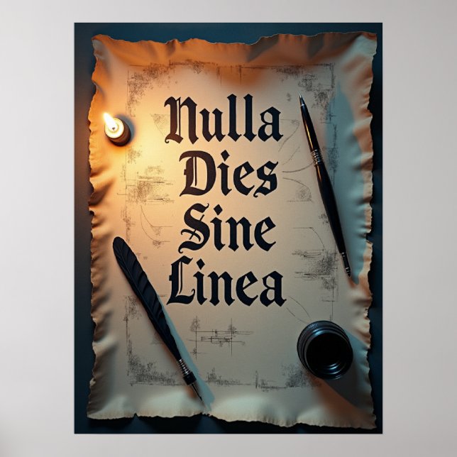 Nulla Dies Sine Linea Dark Academia Poster (Frente)