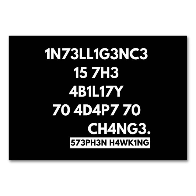 NUMERAÇÃO DE MESA 1N73LL1G3NC3 15 7H3 4B1L17Y 70 4D4P7 70 CH4NG3. (Frente)