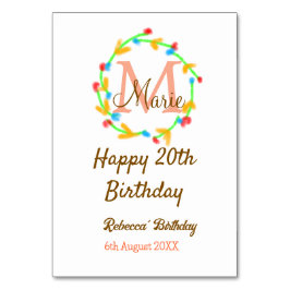 Numeração De Mesa 20 Feliz Aniversário Vermelho Apelido Nome Monogra