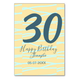 Numeração De Mesa 30th birthday add name date year yellow blue paste