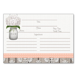 Numeração De Mesa 3x5 Peach Hydrangea Mason Jar Recipards