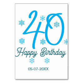Numeração De Mesa 40th birthday add name date year blue template