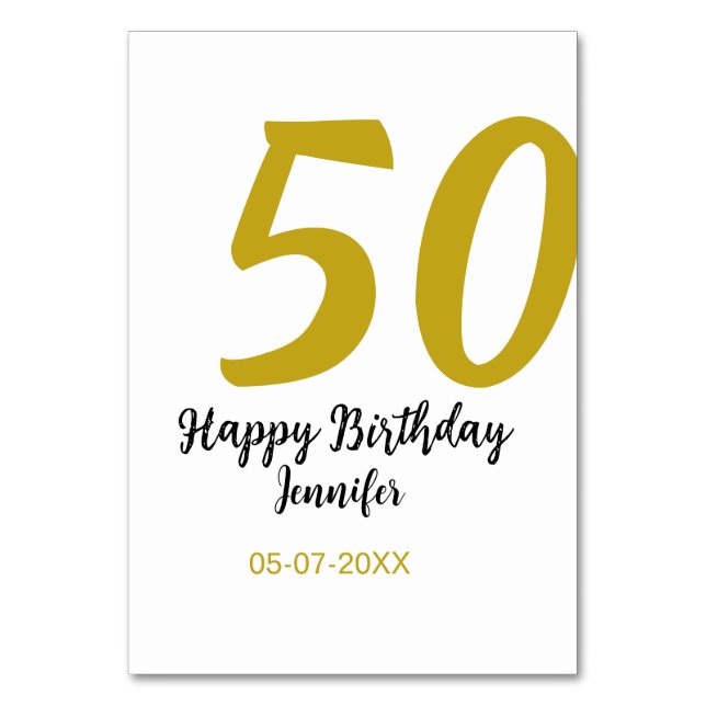 Numeração De Mesa 50º aniversário adicionar nome data ano modelo neg (Frente)