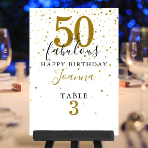 Numeração De Mesa 50 e Fabuloso Aniversário Elegante Dourado e Preto
